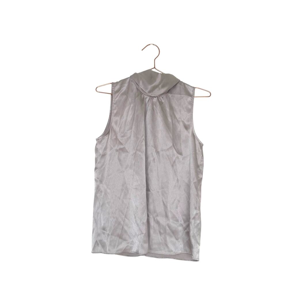DKNY Silver silky Sleeveless Blouse with tie in back